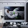 Astronaut Drinks Beer on The Moon While Watching The Earth Being Destroyed Canvas Painting Posters Prints Living Room Wall Art Pictures