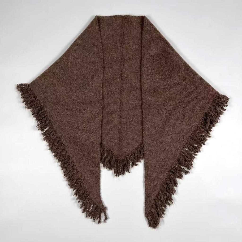 Dreieckiger Damenschal aus Wollmischung: Gestrickter, multifunktionaler, warmer Schal/Umhang für Herbst/Winter