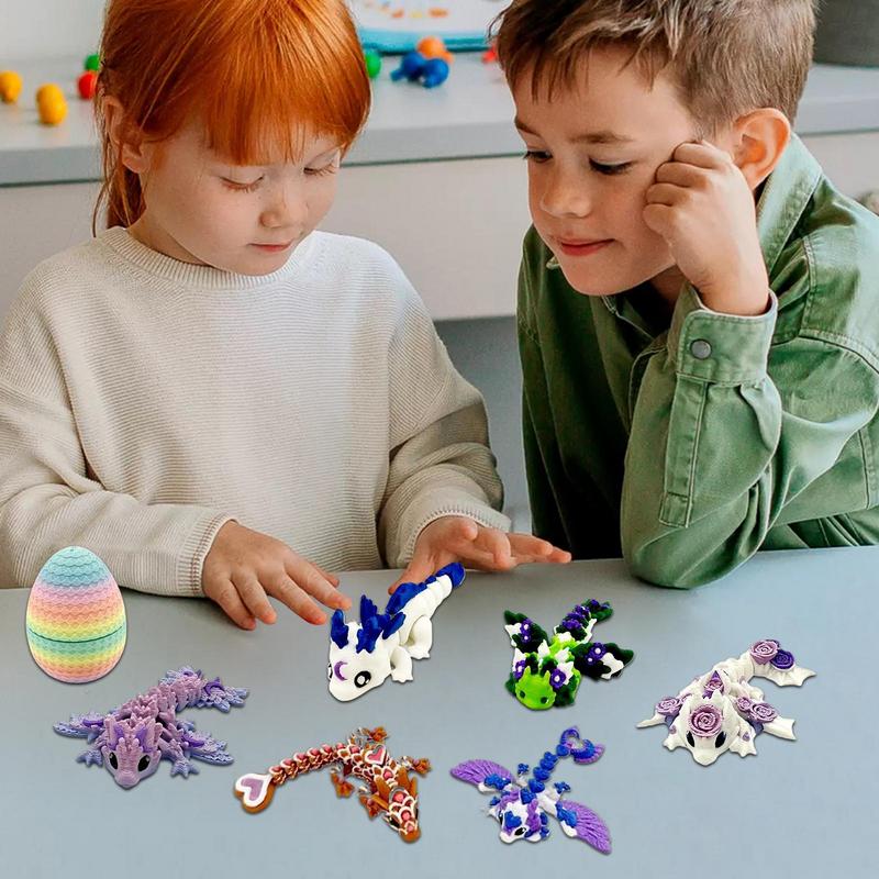 Random Mini Dragon Egg 3D Printed Animals Set Easter Basket Stuffers Prefilled Tiny Animals Figurines Set Dragon Fidget Toy