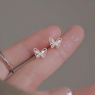 Zirkonia Oorbeen Nagel Glanzende Vlinder Spiraal Stud Oorbellen Voor Vrouwen Meisjes Bruiloft Feest Sieraden Cadeau