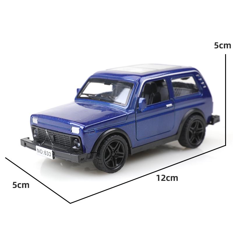(Eingetütet) 1/36 Niva Legierungs-Pullback-Auto, Die-Cast-Metall, Spielzeug für Jungen, Starker Pullback, Drei Türen, Retro-Stil.
