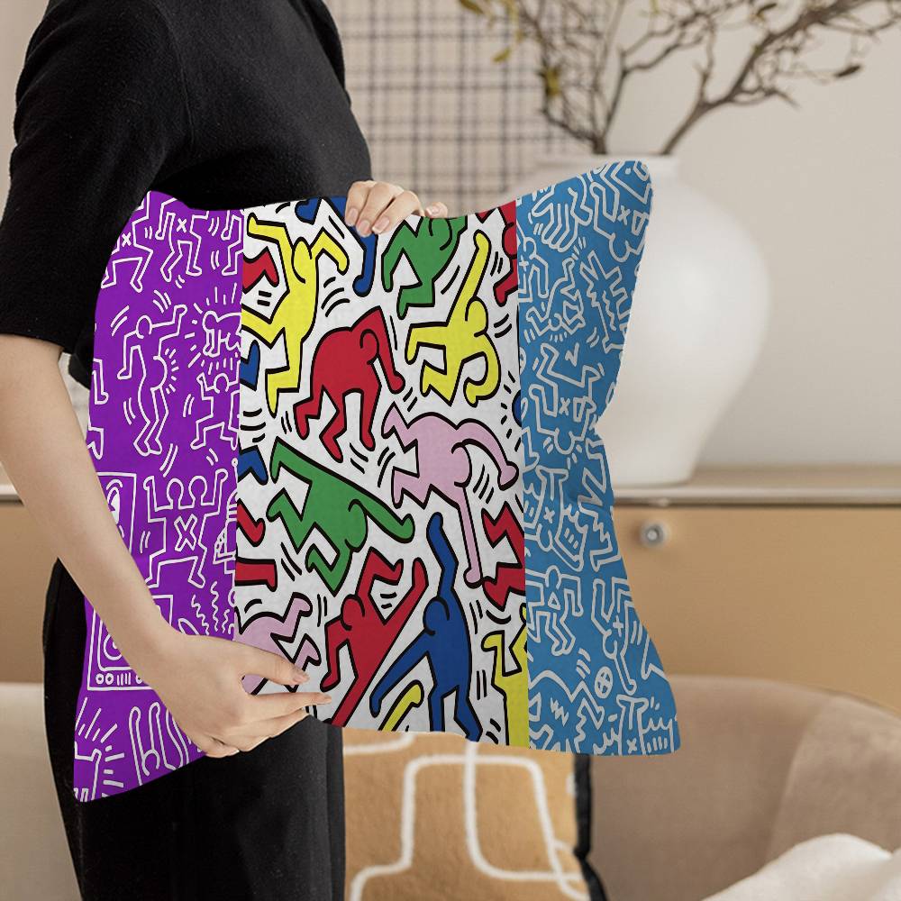 K-Keiths H-Haring Personalized picture text home decorative pillows Household Gifts 45x45cm