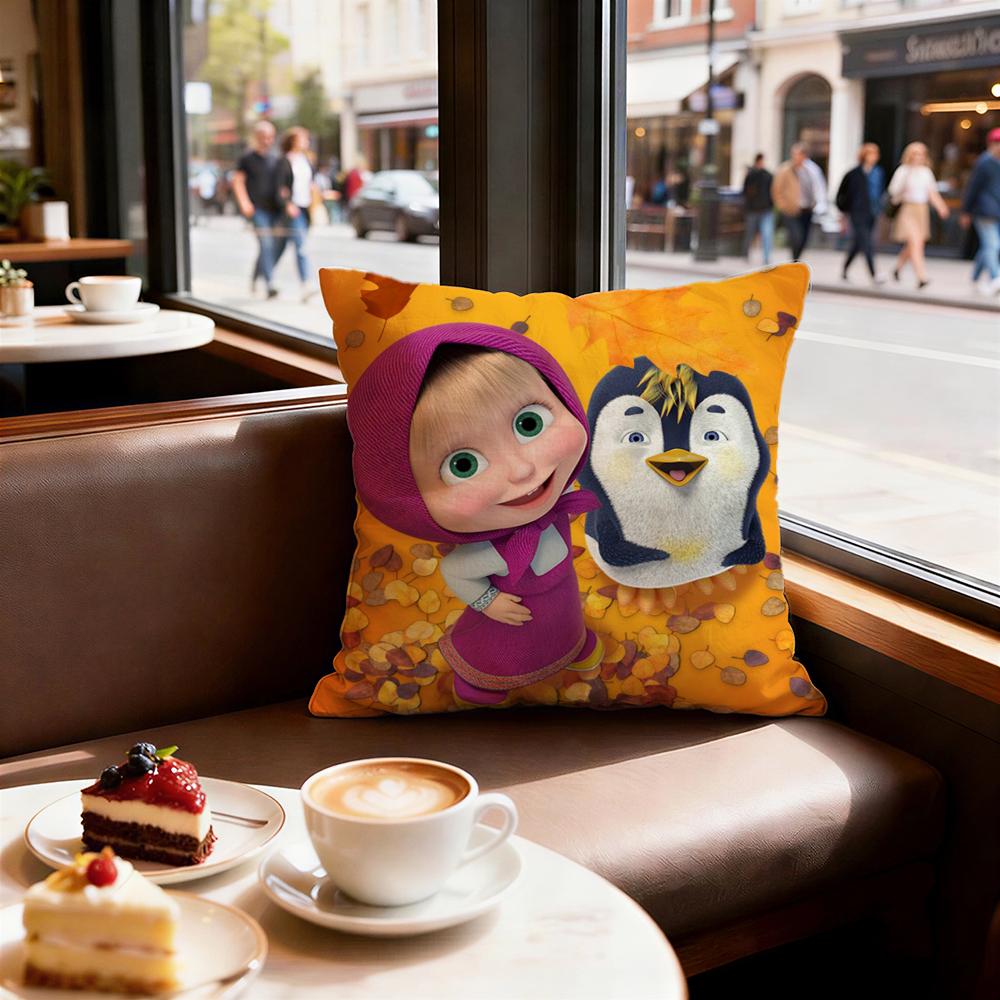 Cartoon Masha And Bear Cushion Cover Decorative Cushions Covers Cover Sofa x Pillow  Piece x x Pillowcase
