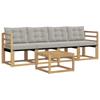 Outdoor Sofa Set with Cushions 5 Pcs White and Light Grey