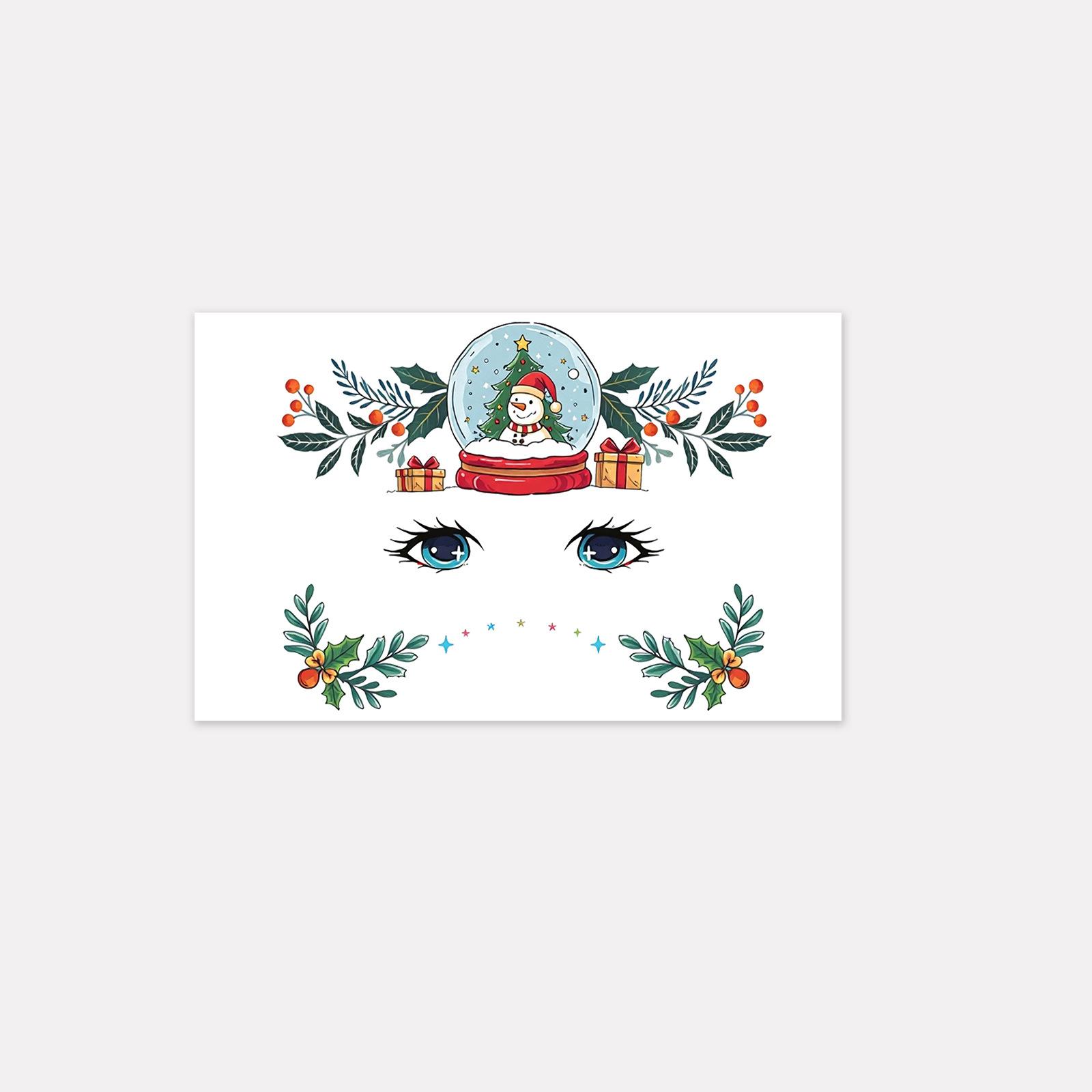 Christmas Makeup Tattoo Stickers Cartoon Carnival Holiday Party Yeti Temporary Face Tattoo Stickers 19*12