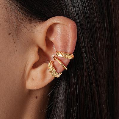3Pcs Irregular Clip Earrings for Women Exquisite Geometric Round Ear Cuffs Set Trendy Simple Punk Vintage Versatile Jewelry Gift