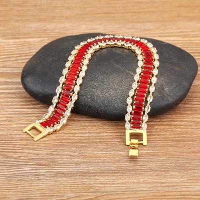 Nidin High Quality Multicolor Full Zircon Bracelets for Women Ladies Wedding Rainbow Charm Boho Hand Chain Party Jewelry Gifts