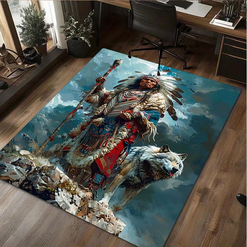 Native American Print Rug - Home Decoration Carpet For Living Room Bedroom Flooring Computer Chair Area Rug