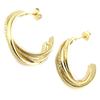 Les Trésors De Lily [N5328] - Gold Plated Hoop Earrings 'Sissi' White Gold - 24 Mm 8 Mm