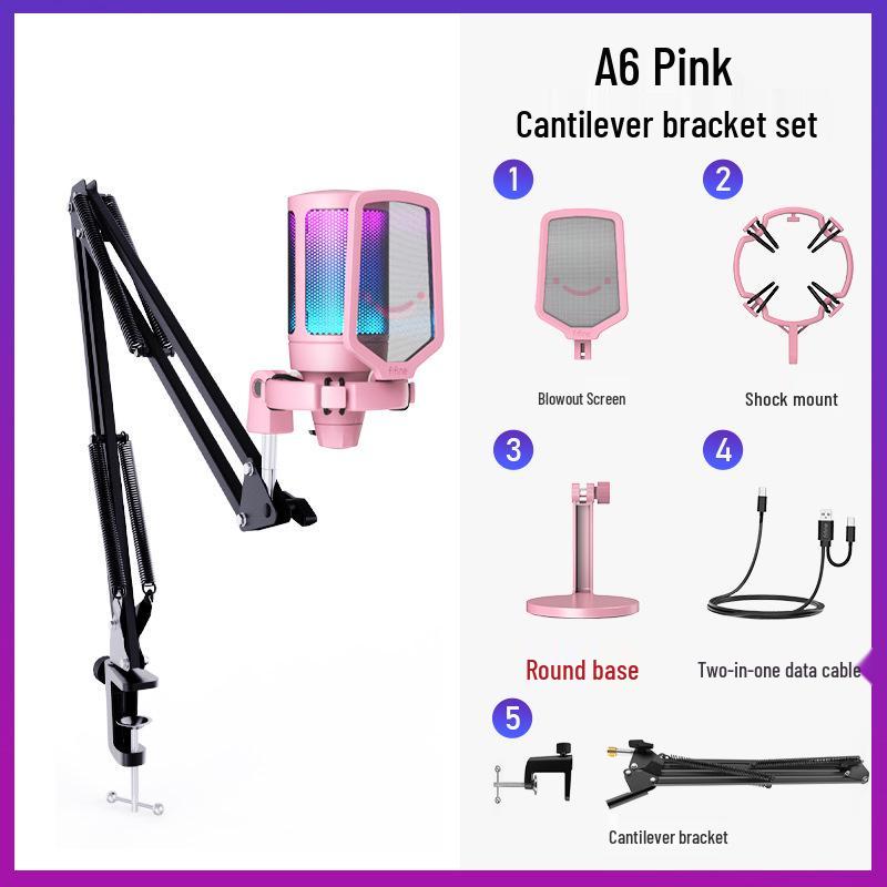 Fifine A6 Radiance RGB Microphone for PC, Phone, Recording, Gaming, Dubbing & Live Streaming