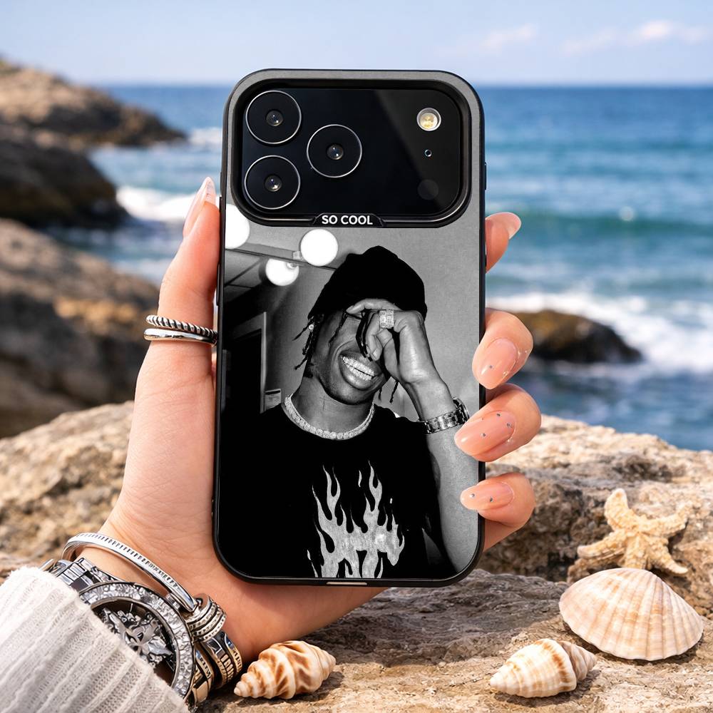 T-Travis S-ScottS Singer Phone Case For iPhone17,16,15,14,13,12,11,Pro,MAX Gray Matte Silicone Black Cover