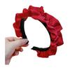 Women Headband French Style Smooth Satin Wide-Brim Sponge Filled Hair Hoop Soft Fabric Hair Accessory
