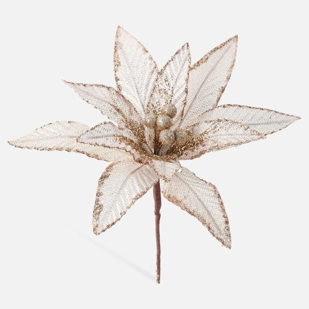 New 20CM Artificial Poinsettia Flower Sequins Sparkling Simulation Flowers Glitter DIY Christmas Flower New Year Festival