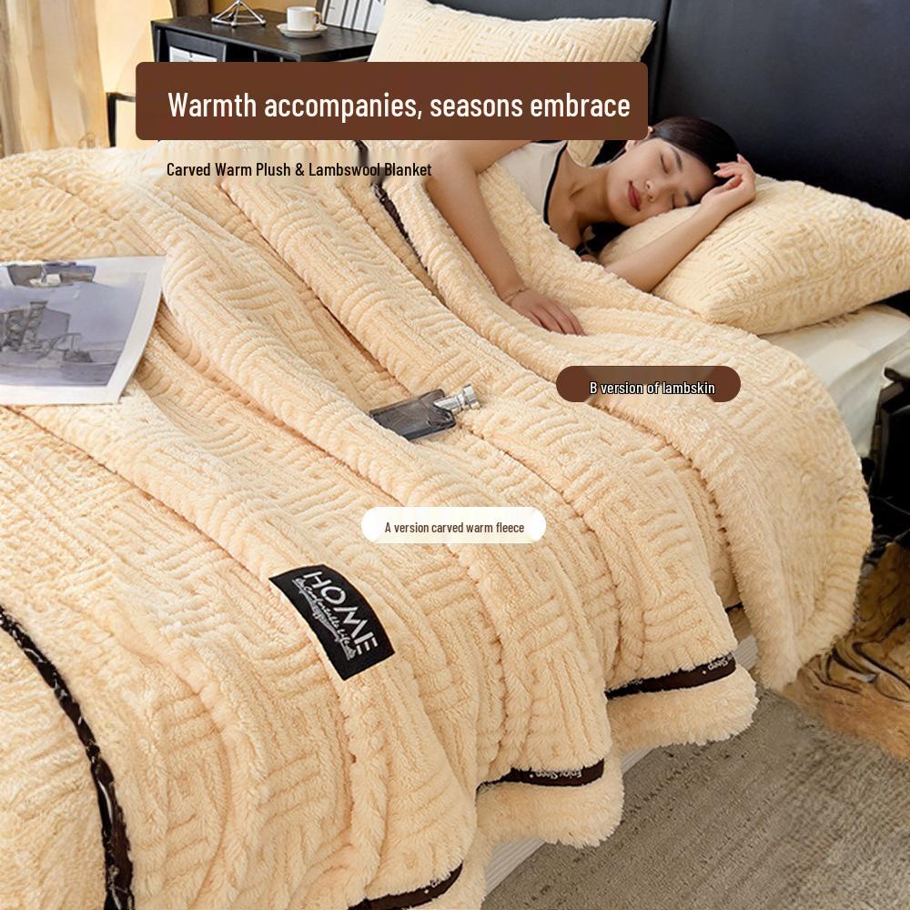 Thickened Winter Coral Fleece Blanket for Office, Sofa, or Bed - Cozy Nap Shawl & Air Conditioning Cover