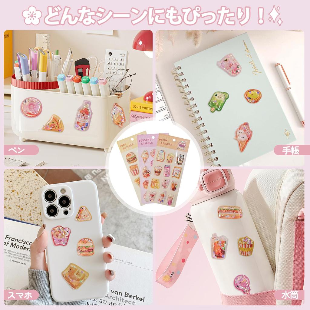 36 Designs in 3 12 Abnehmbare Wasser Lebhaft Illustriert Niedlich Belohnung Belohnung Pädagogisch für Tagebuch Smartphone DIY Geschenk Serie Aufkleber, Glitzernd,