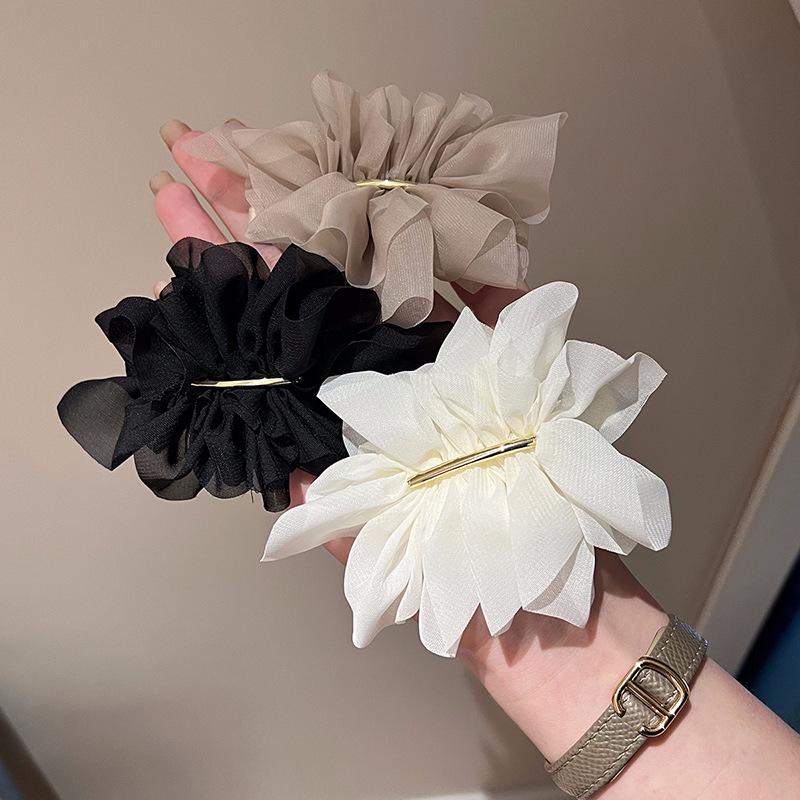 Elegant Summer Chiffon Flower Hairpin for Women - High-End Ponytail and Headdress Clip