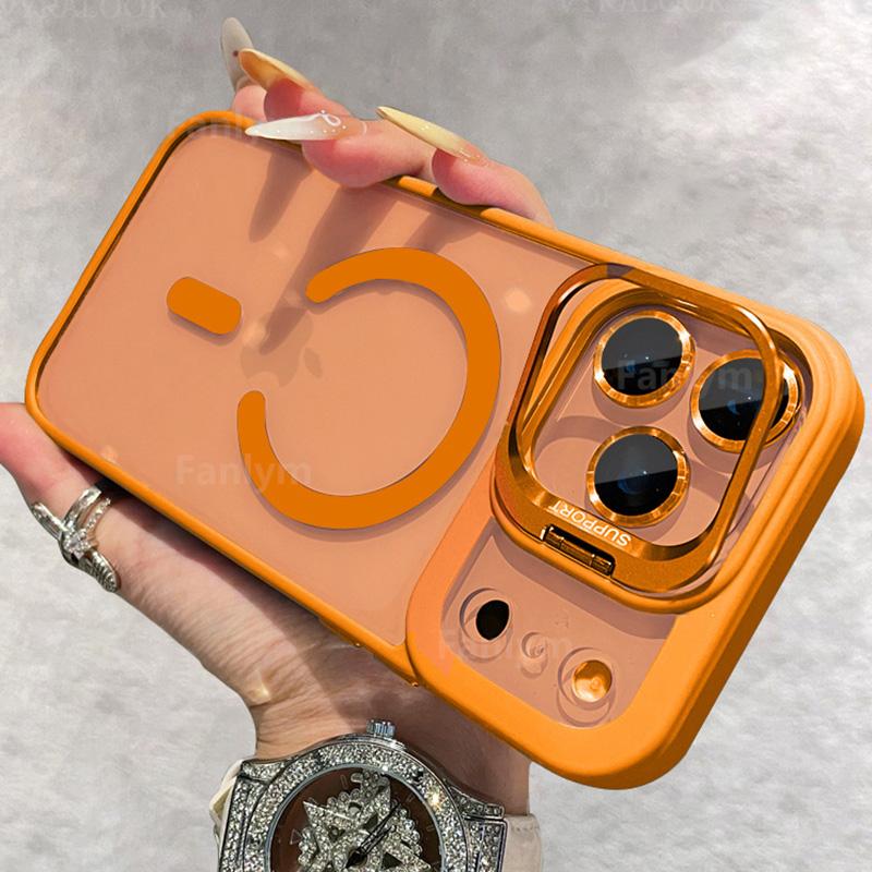 Lens Protection Phone Case For iPhone 17 16 15 14 13 12 11 Pro Max Plus Air For Magsafe Holder Transparent Magnetic Matte Cover