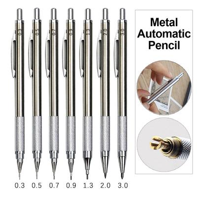 1 szt. Ołówek mechaniczny 0,3 0,5 0,7 0,9 1,3 2,0 mm Całkowicie metalowy rysunek artystyczny malowanie automatyczny ołówek z wkładami artykuły biurowe i szkolne