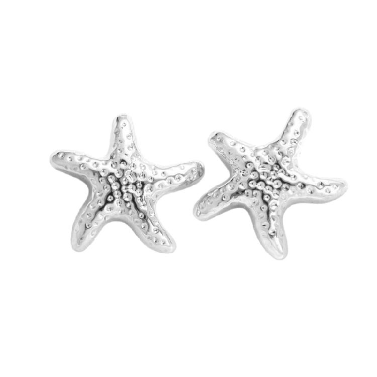 

Trendy Starfish Shell Earrings Hypoallergenically Metal Jewelry Perfect For Sensitive Ears And Vacation Accessories серебряный
