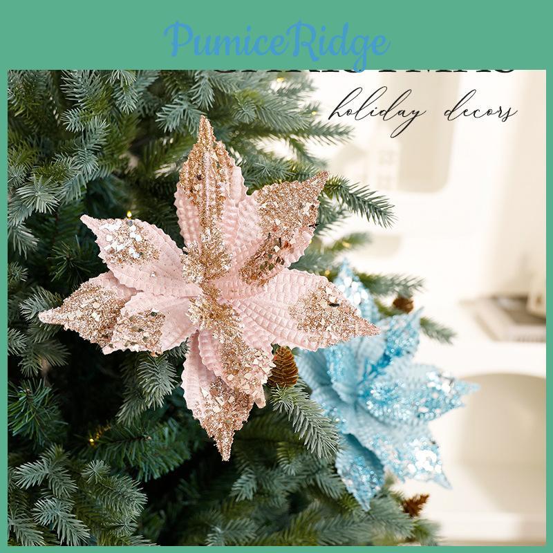 Festive Christmas Artificial Flower Decor With Sparkle Details For Celebration Settings