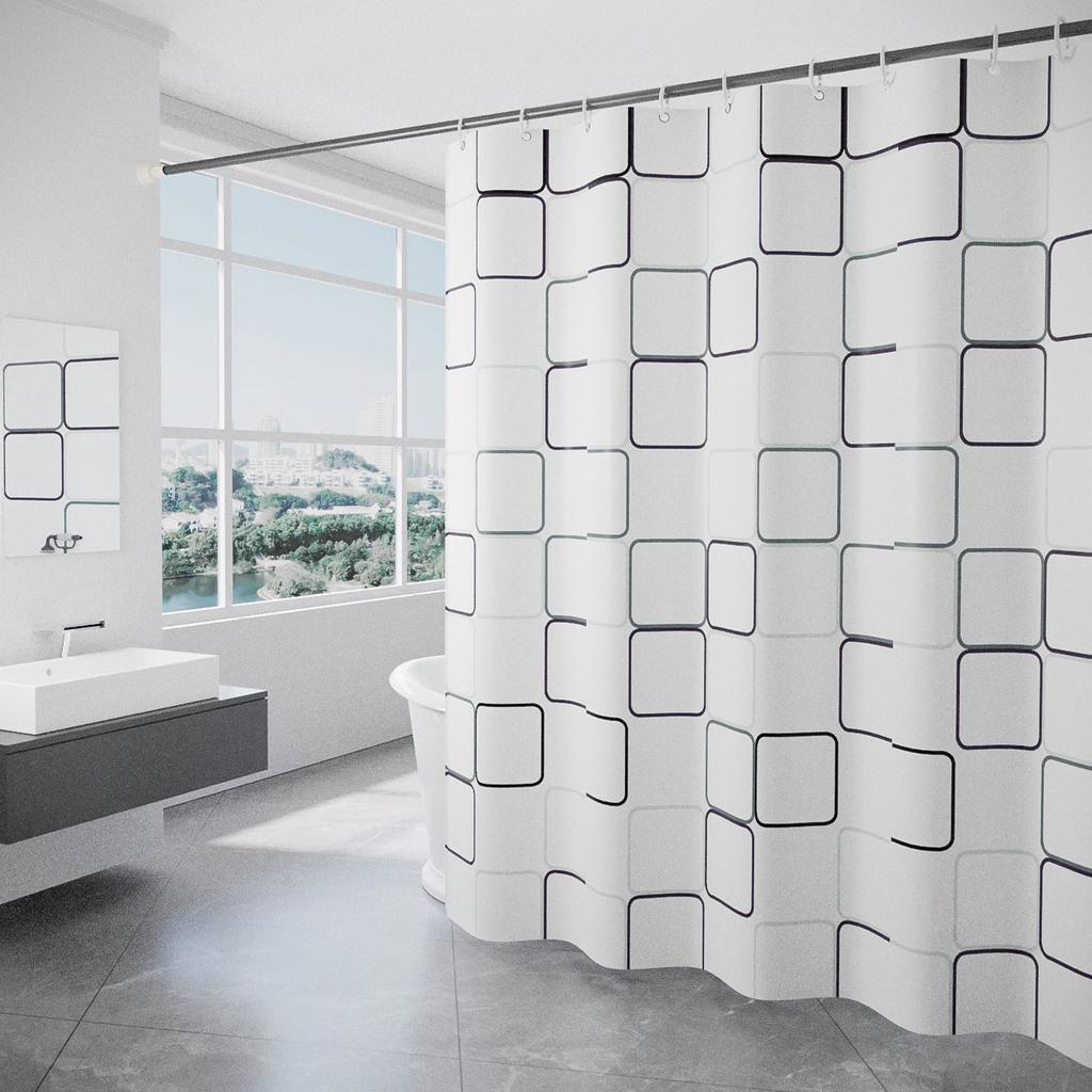 1pc With Pattern Shower Curtain PEVA Waterproof Shower Curtain Bathroom Partition Curtain Bathroom Decoration Accessories