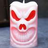 Battery Operated Spooky Candle Flameless Halloween with LED Light, Ghost Face Pumpkin Skull Design 3D Textured Safe Indoor Outdoor
