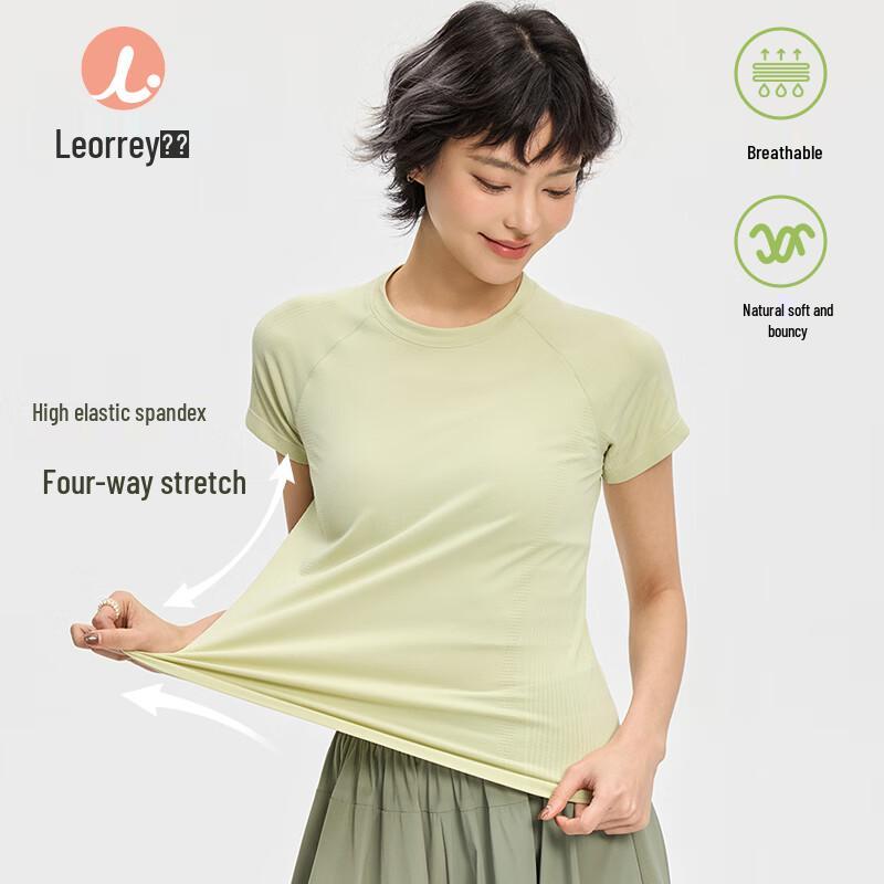 LEORREY Women s Seamless Knit Short Sleeve Sports T-Shirt L