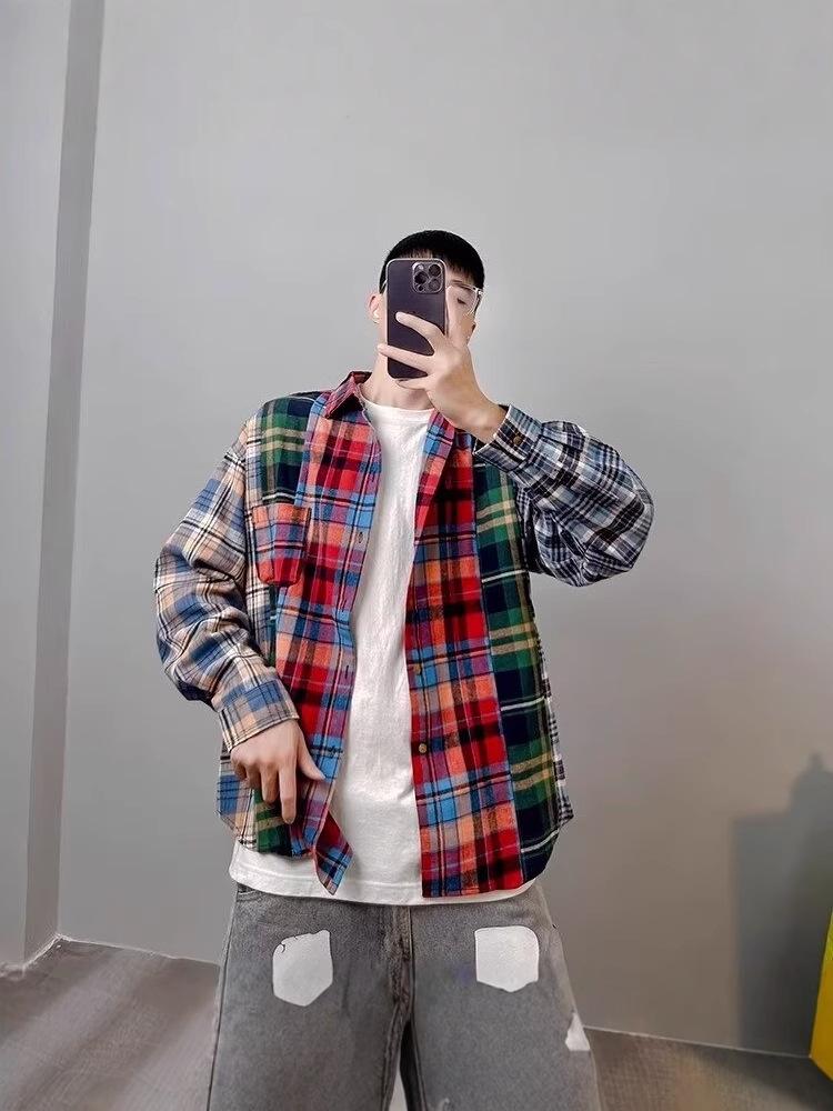 Unisex 2024 Summer Plaid Retro Long-Sleeve Shirt Jacket