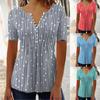 Women Casual Loose Shirts V Neck Short Sleeve Fashion Dot Print Tops T-shirts Tee