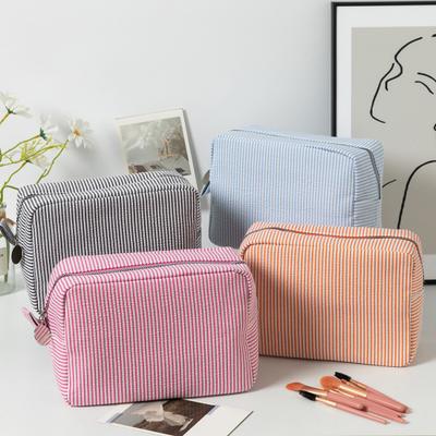 Makeup Bag Solid Color Large Capacity Zipper Closure Cosmetic Pouch Skin Care Product Travel Storage Pouch