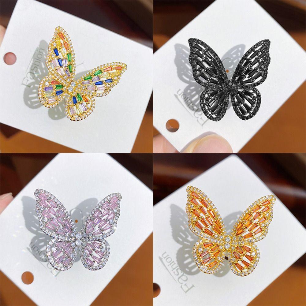 Shiny Dreamlike Butterfly Ring Vintage Opening Ring Butterfly Engagement Rings Women Men