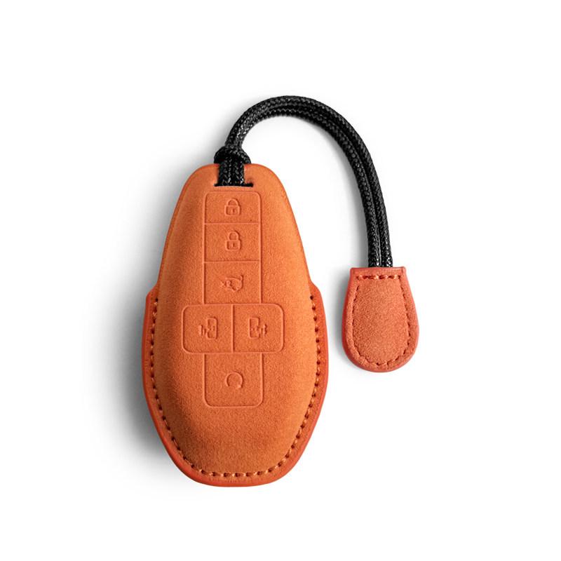 Suede Key Cover for 25 Denza D9: Protective Shell with Buckle, High-End Interior Accessory.