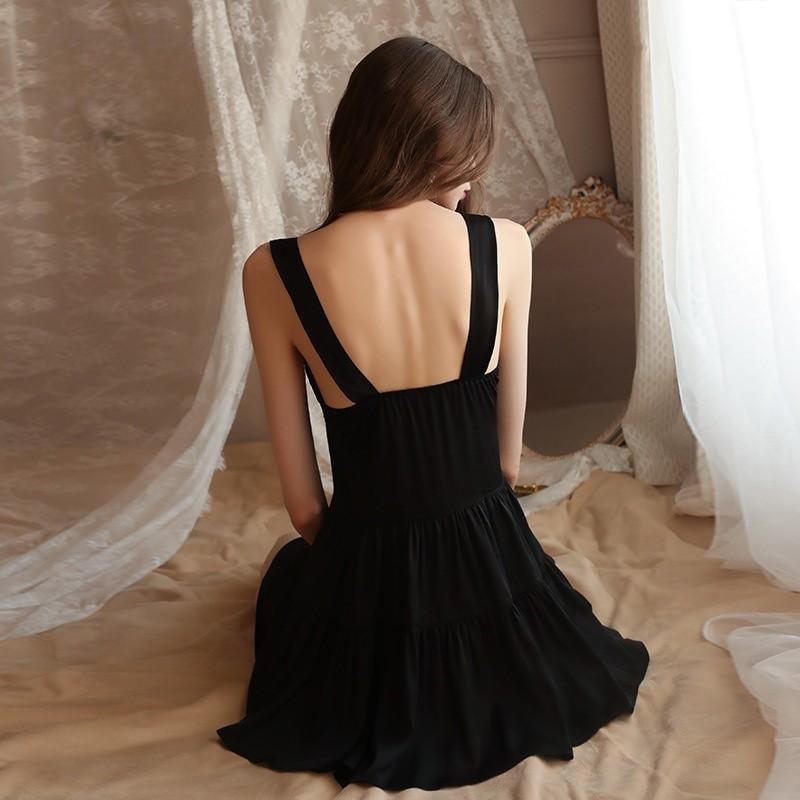 Sexy Satin Slip Dress With Deep V Neck Backless Design For Women Home Loungewear