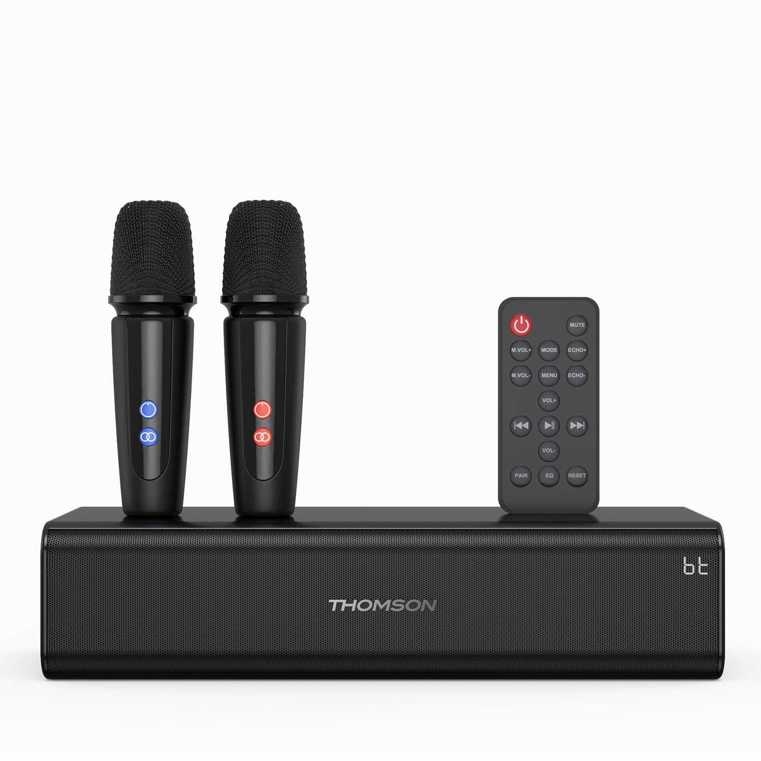 

THOMSON Karaoke Set with Speaker, PA System, Bluetooth 5.0 Wireless Stereo, USB Playback, Portable Speaker, USB-C Rechargeable Wireless Microphone,