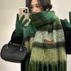 Scarf Women's Winter Solid Color Mohair Korean Style Versatile Student High End Thickened Warm Scarf New Style