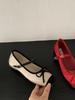 Bow-knot Mary Janes Women's Shoes Height Increasing 2025 Spring New Buckle Strap Ballet Dance Shoes Round Toe Comfortable Flats