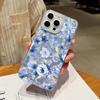 Blue Flowers Pattern Laser Phone Case For iPhone Air 17 16 15 14 13 15 Pro Max 16 15 Plus 13 17 Pro  Shockproof Hard Cover Funda