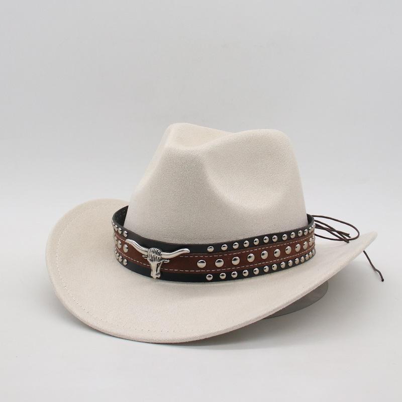 Cross-Border Foreign Trade Four Seasons Men And Women Ethnic Wind Cow Head, Couple Sunscreen Hat Cowboy Hat Jazz Hat Big Edge Top Hat