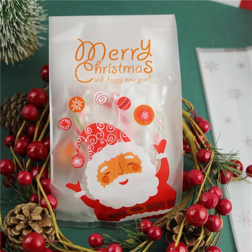 50pcs - Christmas Candy Packaging Cookie Bag Flat Pocket Pastry Bag Biscuit Bag