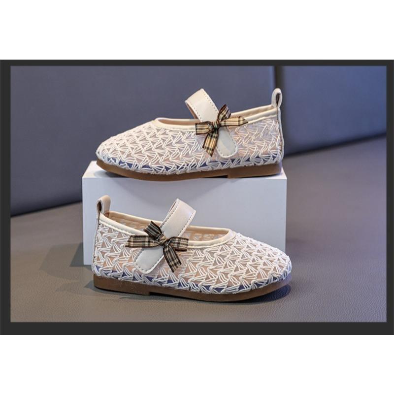 Girls' Princess Shoes Soft-Sole Non-Slip Leather Shoes, Breathable Mesh Hollow-Out Casual Shoes for Toddlers
