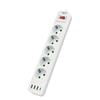 EU Plug Power Strip 5 AC Outlet Multitap Extension with 4 USB Ports 2m Cord Electrical Socket 2500W Fast Charge Surge Protector