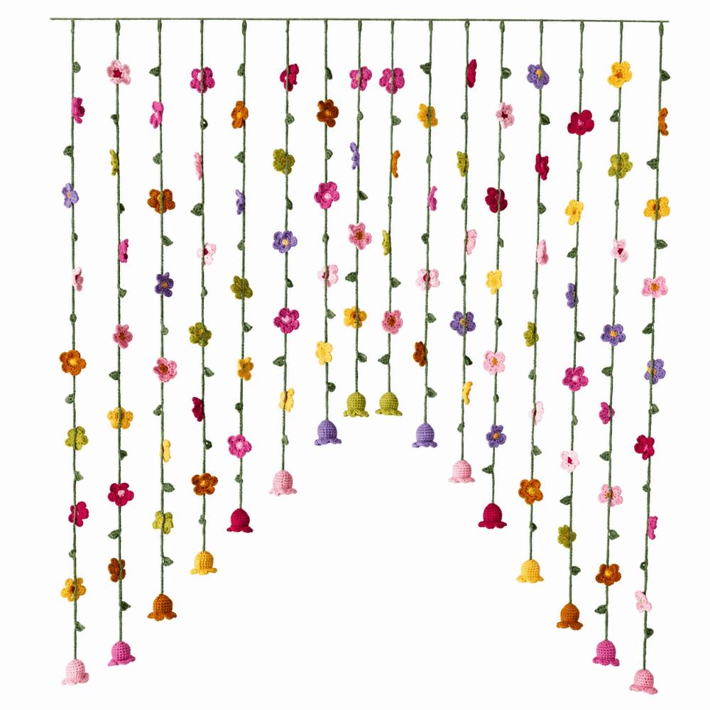 9pcs Colorful Flowers Artificial Flower Curtain Hanging Room Decorative Curtain Bedroom Decoration