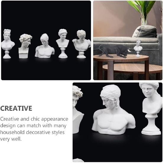 ARTIBETTER 10pcs Greek Bust Statue Famous Sculpture Mini Resin Greek Mythology Figurine Classic Roman Head Bust Gypsum Portraits Art Crafts for