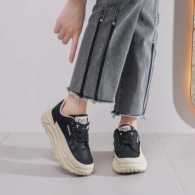 Plataform Demi-season Shoes Boots Women White Moccasin Retro Boots Sneakers Sports New Top Luxury Wide Foot Temis