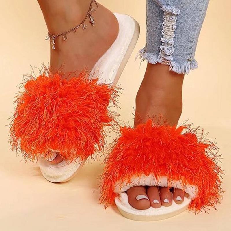 Fashion Indoor Faux Fur Cotton Slippers Women 2025 Winter Slip On Non Slip Plush Slippers for Woman Soft Flat Heel Slides Ladies
