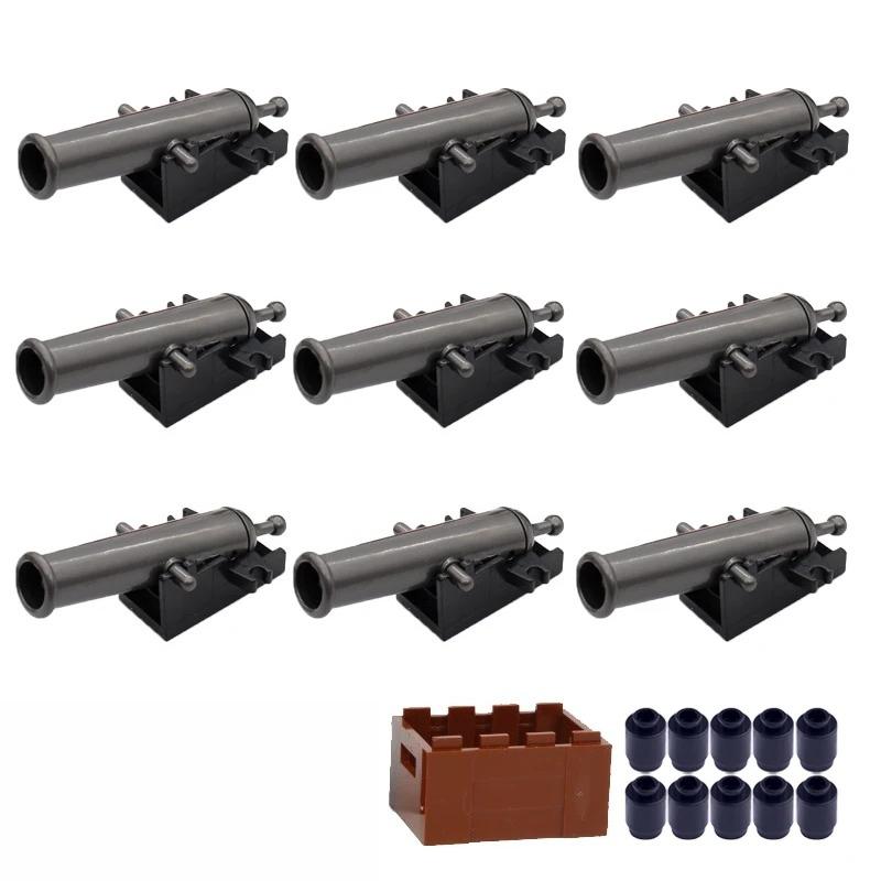 MOC Building Blocks Military Navy Figures Accessories Medieval Cannon Ammunition Wilderness Scene Tent Bonfire Brick Toy Gifts