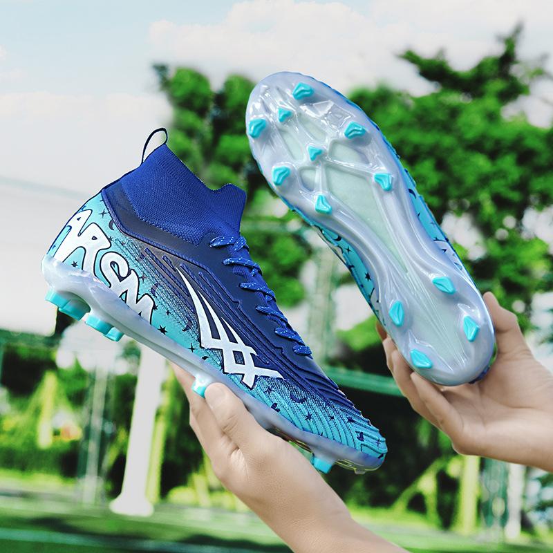 Foreign trade European Cup new football shoes men's high-top youth student training shoes AG spikes sports shoes