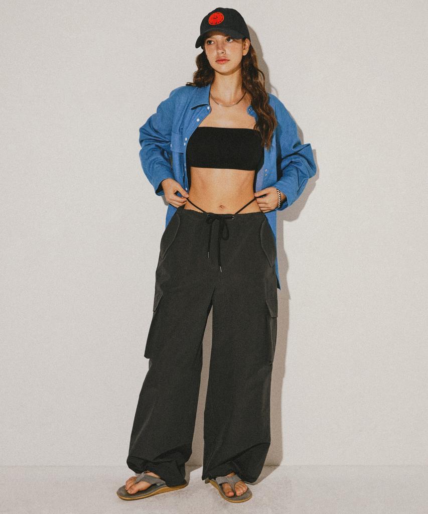 PAKKE String Waist Cargo Pants (Charcoal)