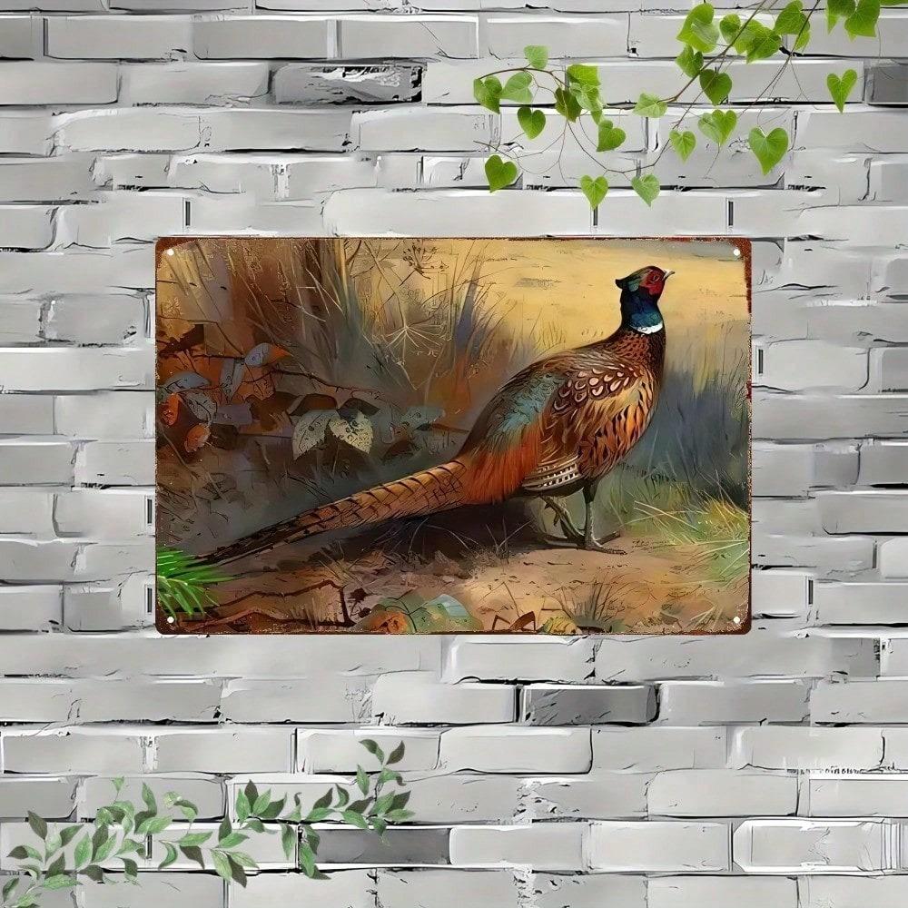 Vavufa Rustic Pheasant Metal Sign Outdoor Garden Wildlife Wall Art Patio Porch Decor 8x12 Inch