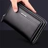 Cartera Larga de Cuero PU para Hombres, Bolso de Mano para Móvil, Cartera, Bolso de Mano, Cartera con Cremallera Superior KTY